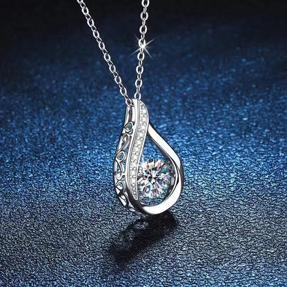 Crystal Teardrop Silver-Tone Pendant Necklace