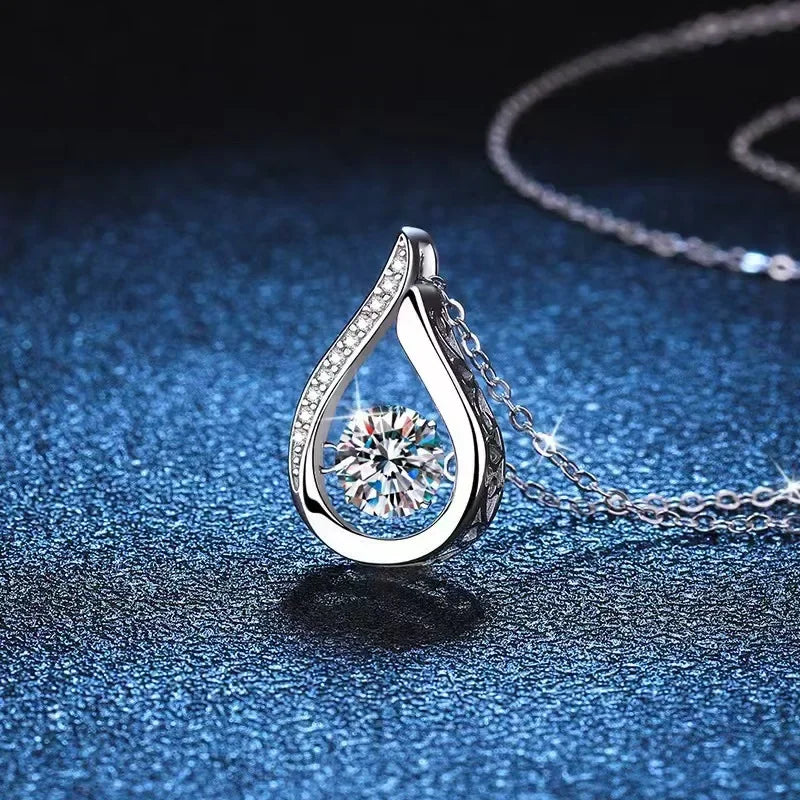 Crystal Teardrop Silver-Tone Pendant Necklace – view 2