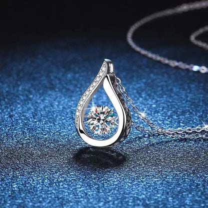 Crystal Teardrop Silver-Tone Pendant Necklace – view 2