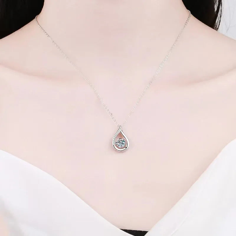 Crystal Teardrop Silver-Tone Pendant Necklace – view 3