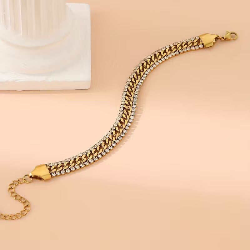 Double Row Cuban Gold Bracelet