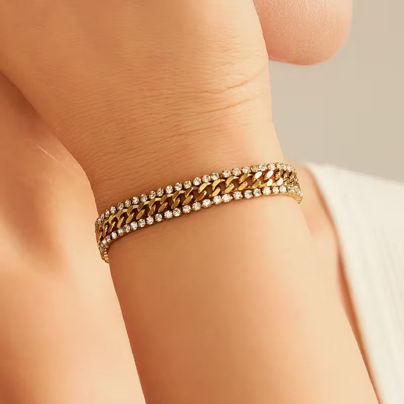 Double Row Cuban Gold Bracelet – view 2