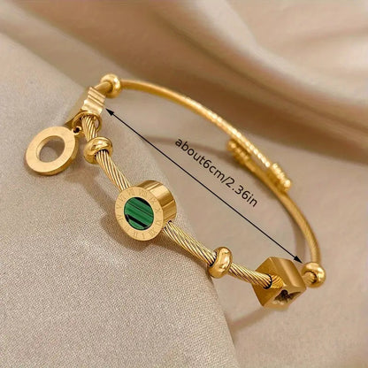 Emerald-Green Charm Gold Bangle – view 7