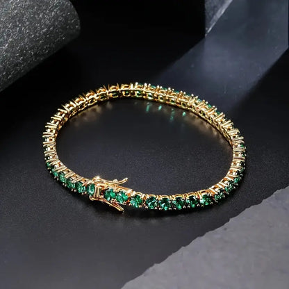 Emerald-Green Gold Tennis Bracelet – view 2