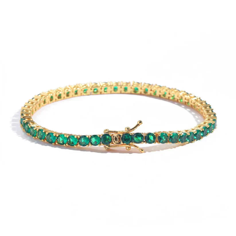 Emerald-Green Gold Tennis Bracelet – view 3