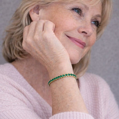 Emerald-Green Gold Tennis Bracelet – view 4