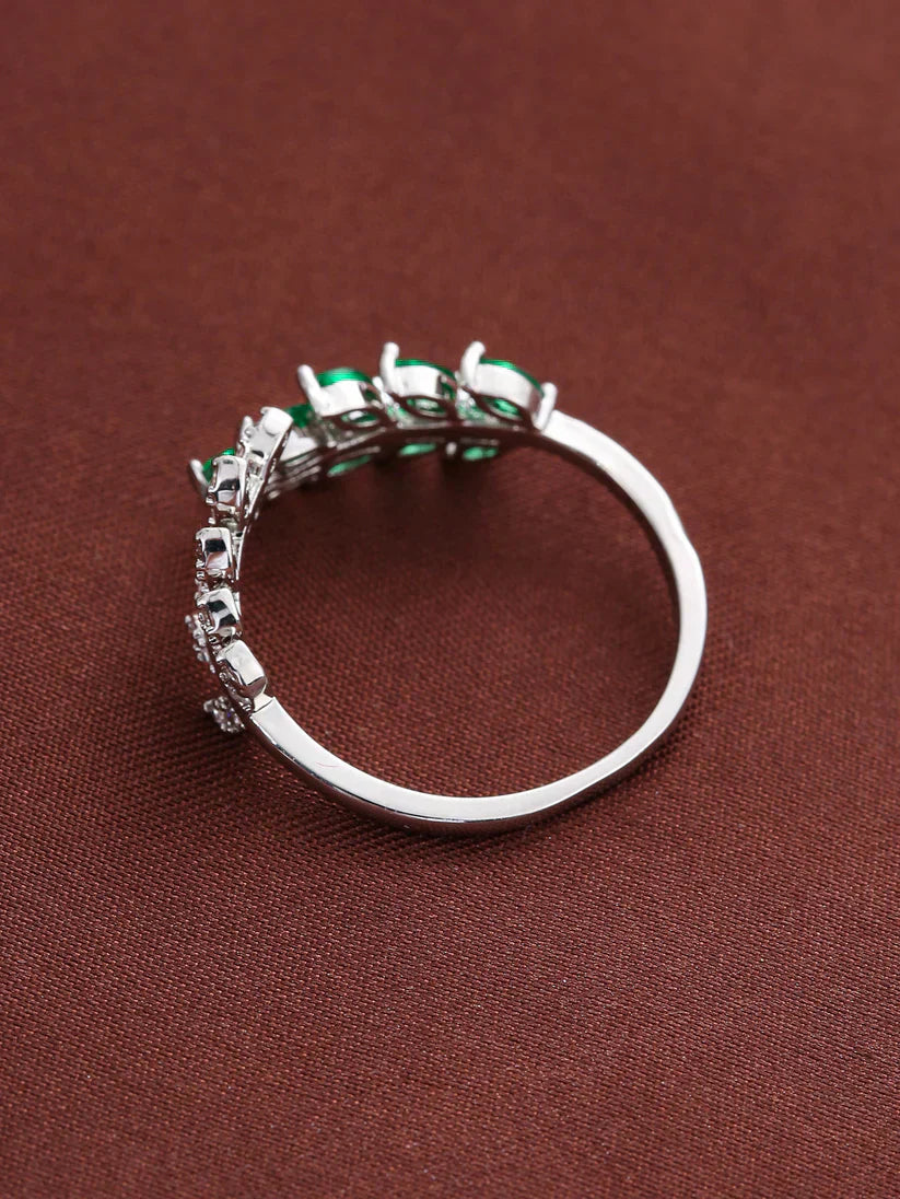 Emerald-Green Leaf Silver Ring – view 4