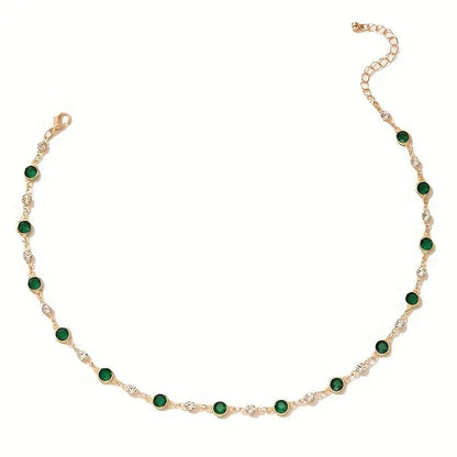 Emerald-Green Station Gold Necklace
