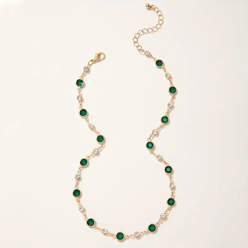 Emerald-Green Station Gold Necklace – view 3