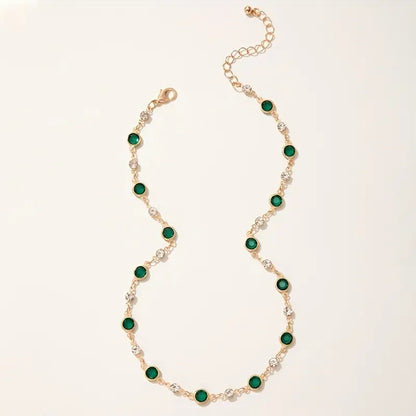 Emerald-Green Station Gold Necklace – view 3