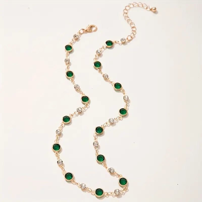 Emerald-Green Station Gold Necklace – view 4