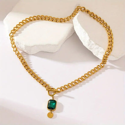 Emerald-Green Toggle Gold Necklace – view 4