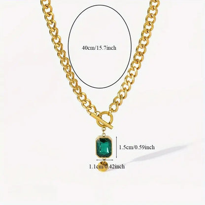 Emerald-Green Toggle Gold Necklace – view 6