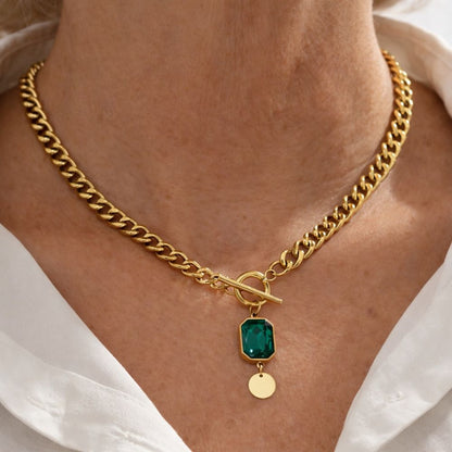 Emerald-Green Toggle Gold Necklace – view 7