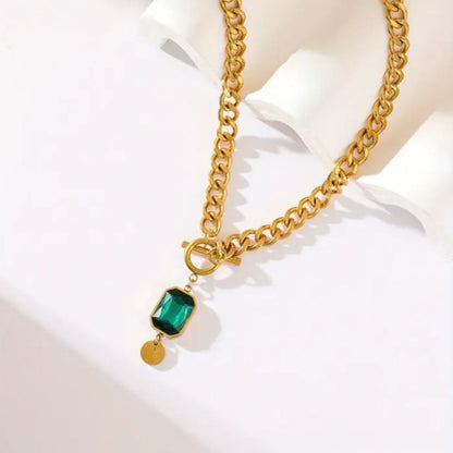 Emerald-Green Toggle Gold Necklace – view 8