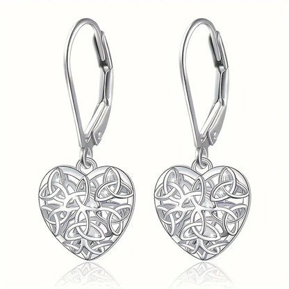 Filigree Heart Silver-Tone Drop Earrings