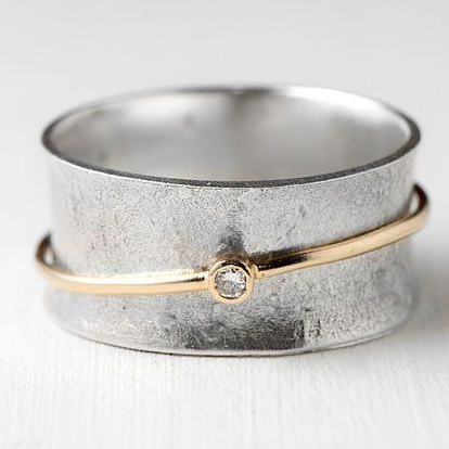 Gold Line Two-Tone Band Ring