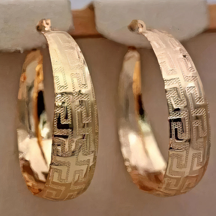 Greek Key Gold Hoop Earrings