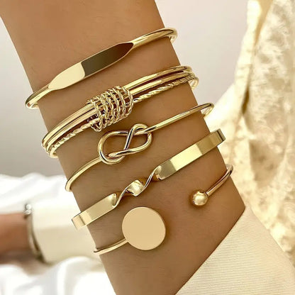 Knot Cuff Gold Bracelet Set – view 2