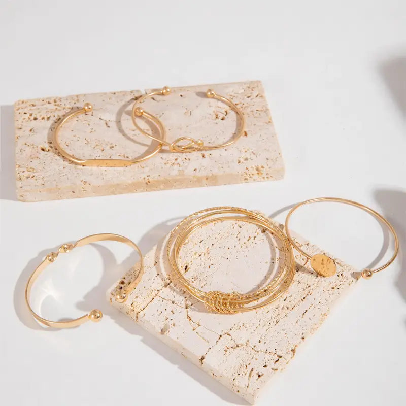 Knot Cuff Gold Bracelet Set – view 3