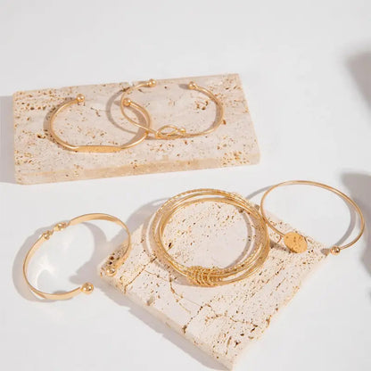Knot Cuff Gold Bracelet Set – view 3