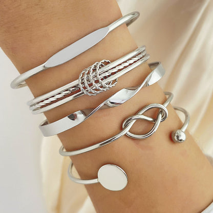 Knot Cuff Silver-Tone Bracelet Set – view 2