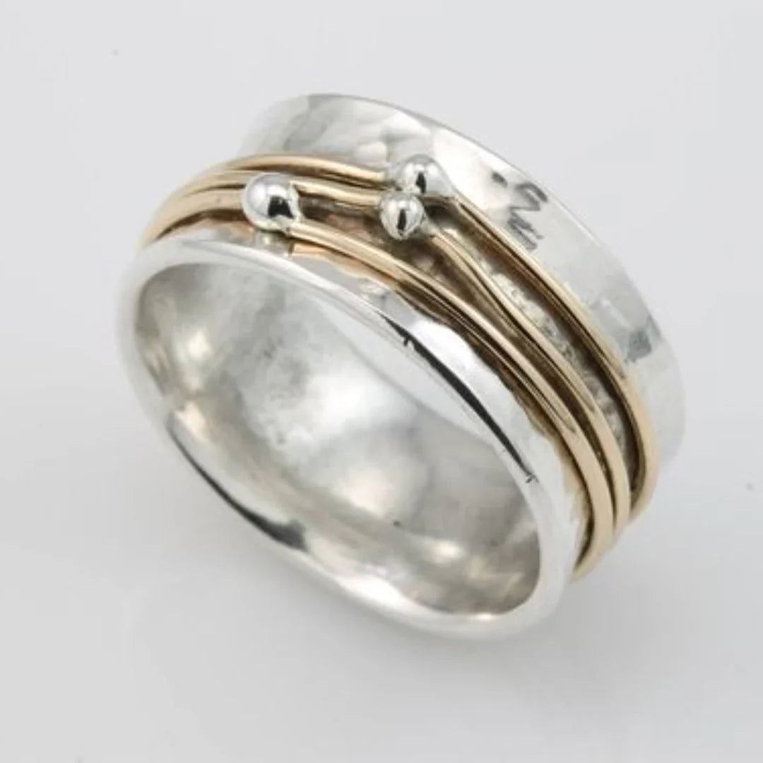 Layered Gold Band Silver Ring