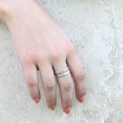 Layered Gold Band Silver Ring – view 2
