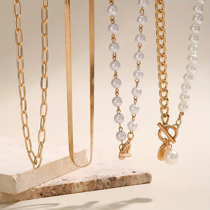 Layered Pearl Gold Necklace Set – view 4
