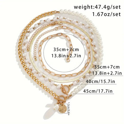 Layered Pearl Gold Necklace Set – view 7