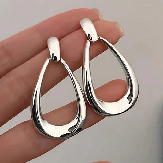 Open Teardrop Silver-Tone Earrings