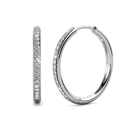 Pave Crystal Hoop Earrings – silver