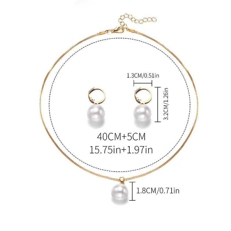 Pearl Pendant Gold Necklace Set – view 8