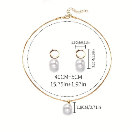 Pearl Pendant Gold Necklace Set – view 8