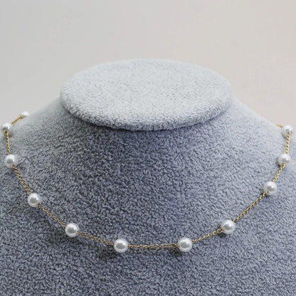 Pearl Station Gold Necklace