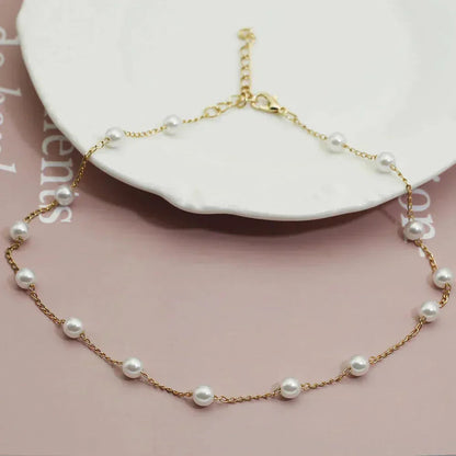 Pearl Station Gold Necklace – view 2