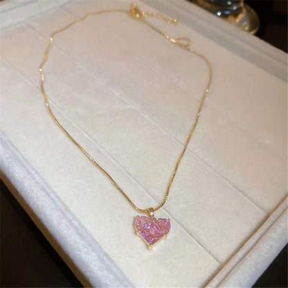 Pink Heart Pendant Necklace