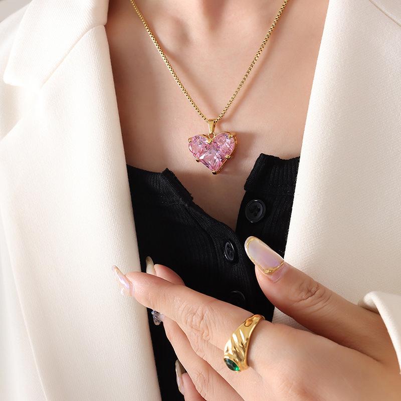 Pink Heart Pendant Necklace – view 2
