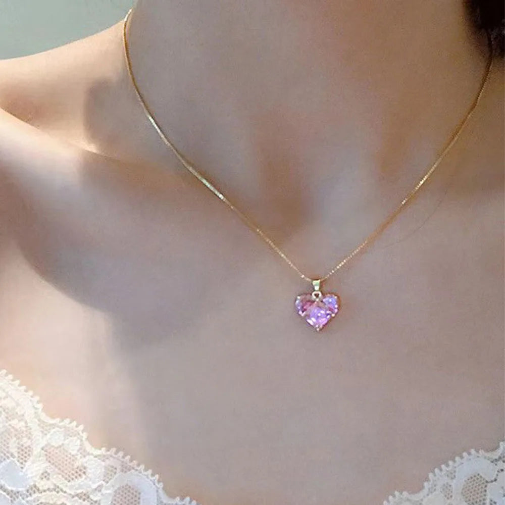 Pink Heart Pendant Necklace – view 3