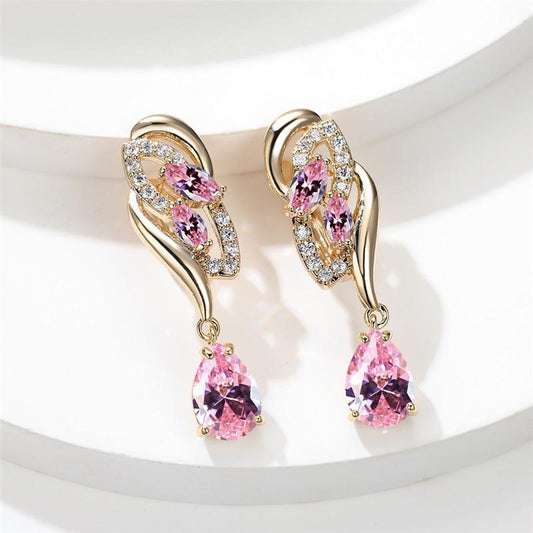 Pink Teardrop Drop Earrings