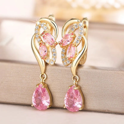 Pink Teardrop Drop Earrings – view 2