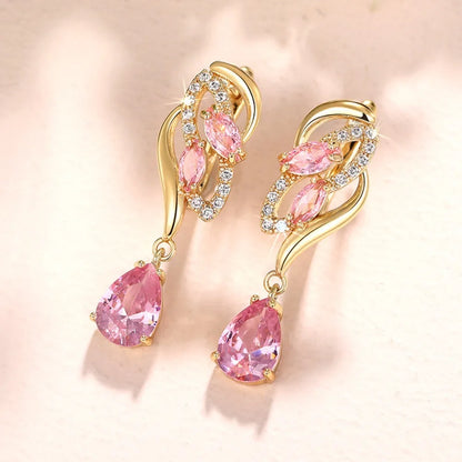 Pink Teardrop Drop Earrings – view 3