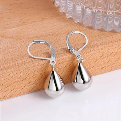 Polished Raindrop Silver-Tone Earrings
