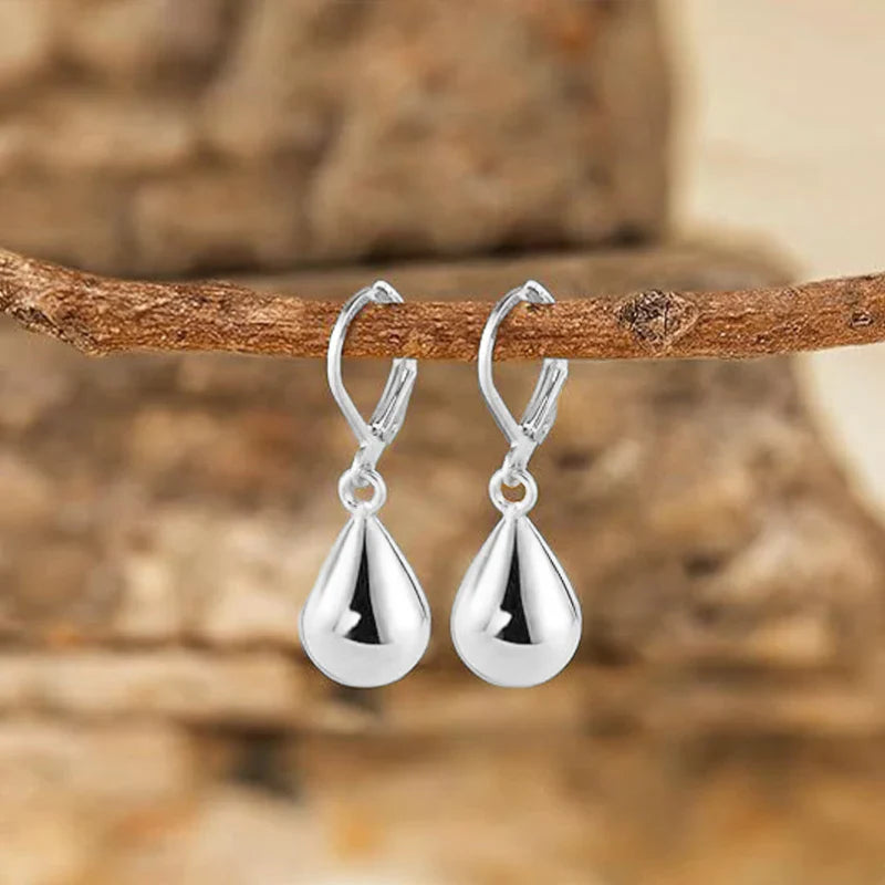 Polished Raindrop Silver-Tone Earrings – view 2
