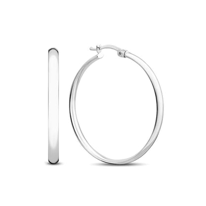 Polished Round Hoop Earrings – silver