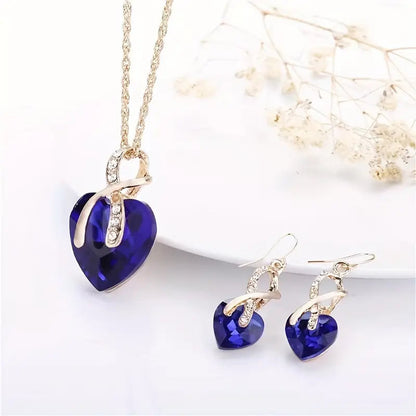 Sapphire-Blue Heart Gold Jewelry Set – view 2