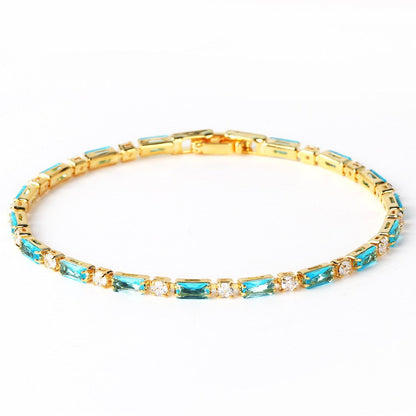 Turquoise Baguette Tennis Gold Bracelet