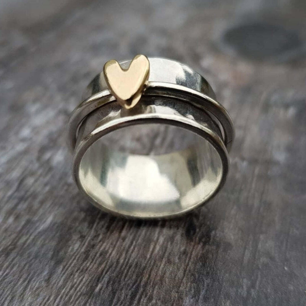 Two-Tone Golden Heart Ring