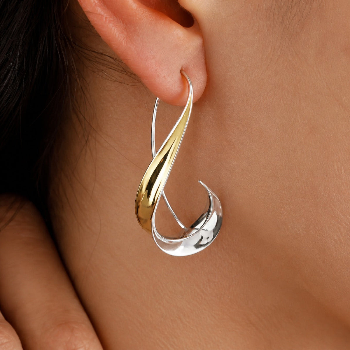 Two-Tone Ribbon Swirl Earrings