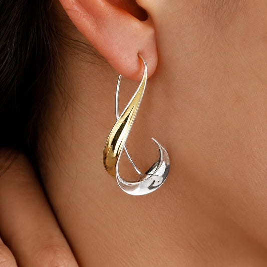 Two-Tone Ribbon Swirl Earrings